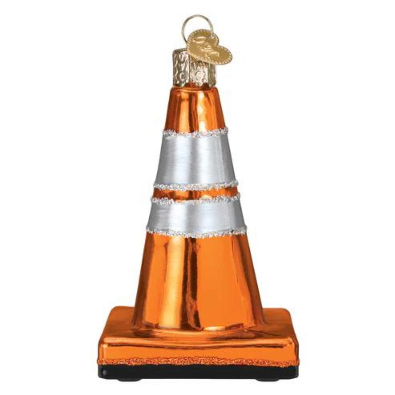Old World Christmas 3.5 Inch Cone Christmas Tree Ornament , Construction Ornament